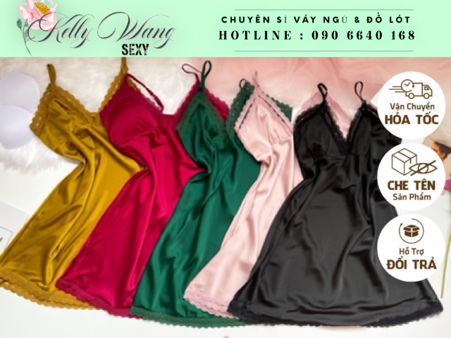 Sx 638 váy ngủ lụa satin - đầm ngủ cao cấp -Kellywang