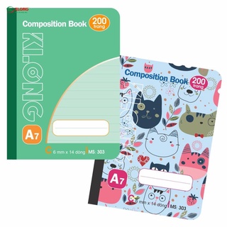 (Combo 5 cuốn) Sổ kẻ ngang may dán gáy Composin book KLONG A7 200tr ; MS: 303