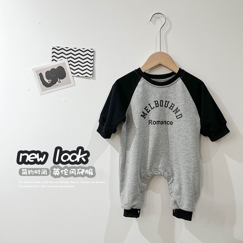 Áo Liền Quần Tay Dài Bằng Cotton Thời Trang Mùa Thu Mới Cho Bé Trai 0-18 Tháng Tuổi