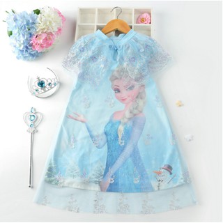 Váy Đầm Công Chúa Elsa Màu Xanh Ngọc Cho bé Gái