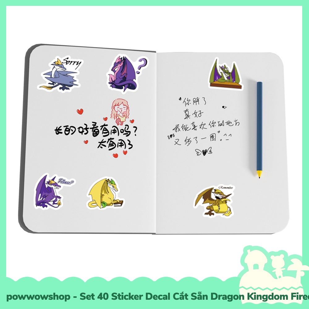 [Sẵn VN - Hỏa Tốc] Set 40 Sticker Mini Decal Dán Trang Trí Vật Dụng Mẫu Vùng Đất Rồng Dragon Island Kingdom