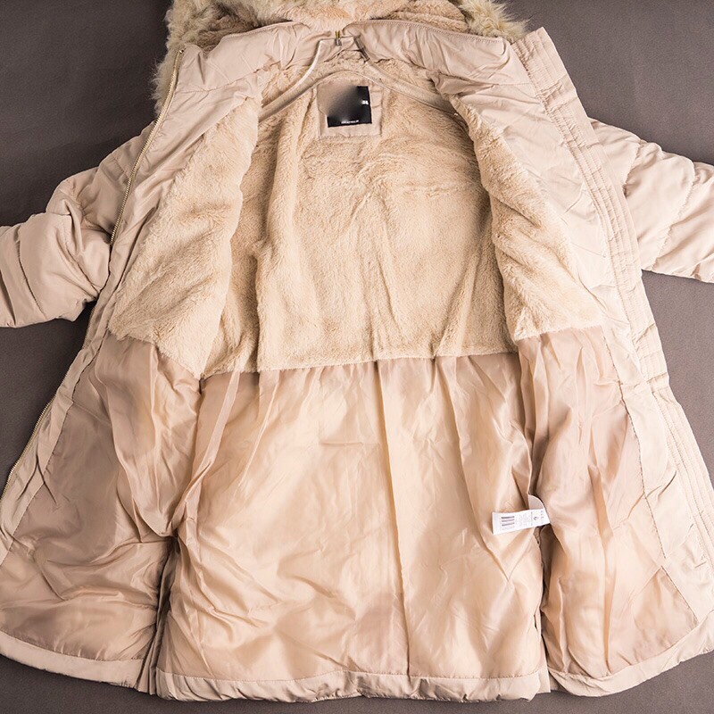 Áo phao dáng dài lót lông