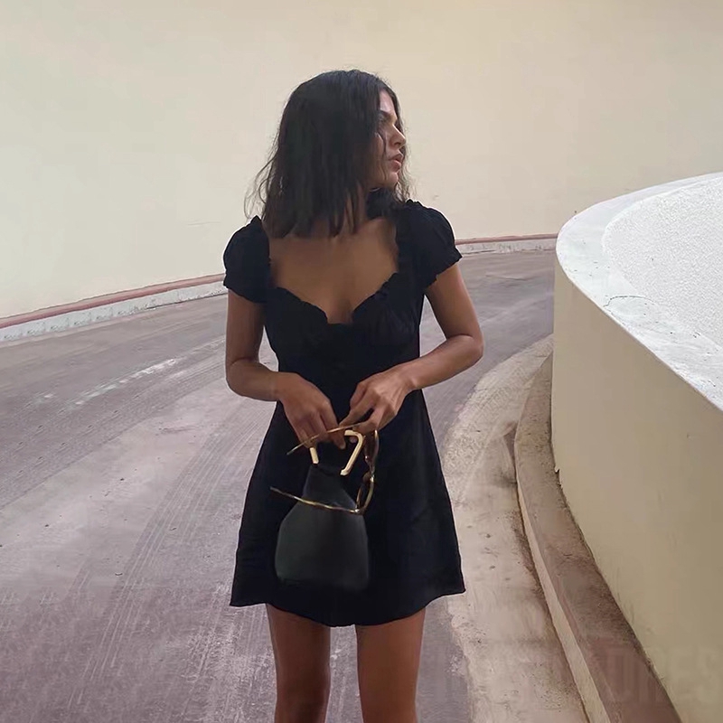 Đầm ngắn DUNEA tay cổ chữ V xinh xắn dành cho nữ