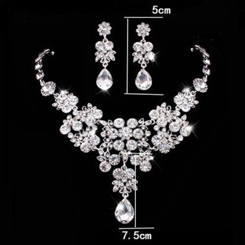 Bộ vòng cổ + Bông Tai Đính Đá Sang Trọng Cho Nữ