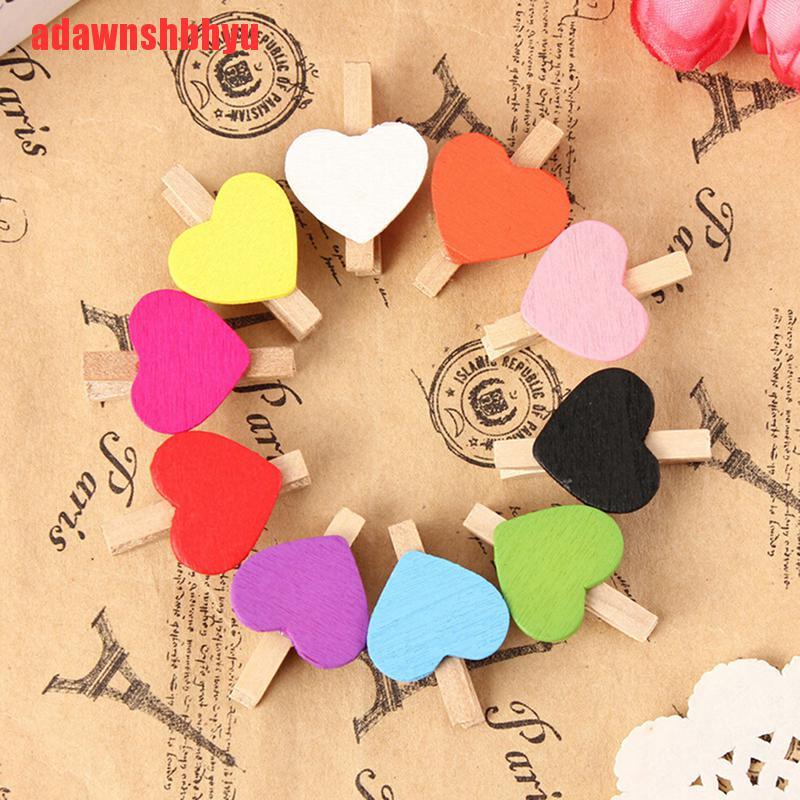 [adawnshbhyu]10pcs Mini Hearts Wooden Pegs Photo Clips Craft Wedding Party Decor&lt;br&gt;Cute 10ps