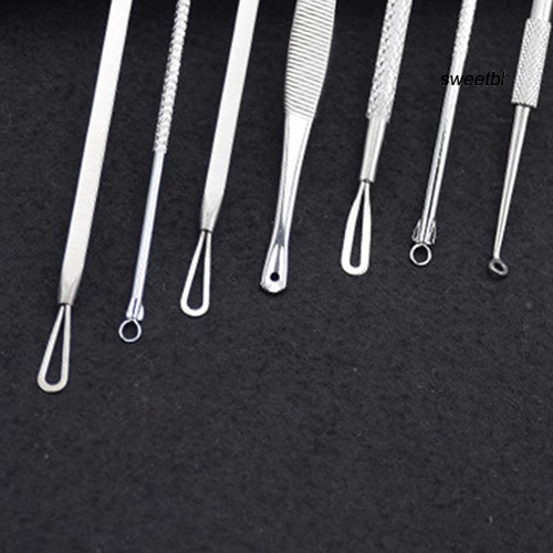 Bộ 7 dụng cụ thanh chọt mụn đầu đen bằng thép không gỉ tiện lợi