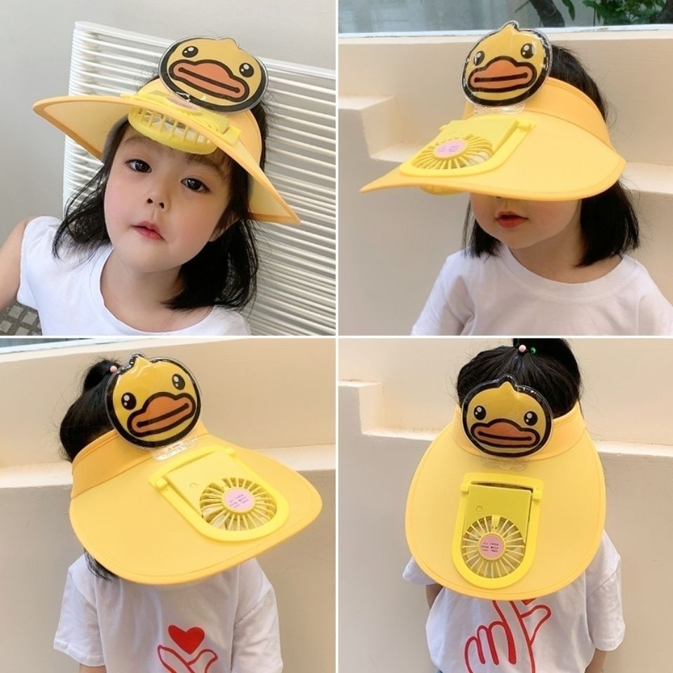 Quạt có mũ trùm đầu mini với Quạt làm mát Mũ chống nắng cho trẻ em mùa hè