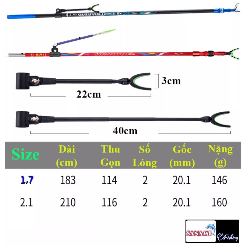 Chống cần Câu Đài CARBON Sanami Fishing Store-Chống Cần Câu Đơn Cao Cấp BENNOU  Siêu Bền,Tiện Lợi