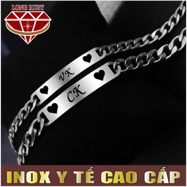 LẮC CẶP INOX VK CK Ý NGHĨA KHÔNG ĐEN | LẮC TAY CẶP INOX Chữ CK, VK