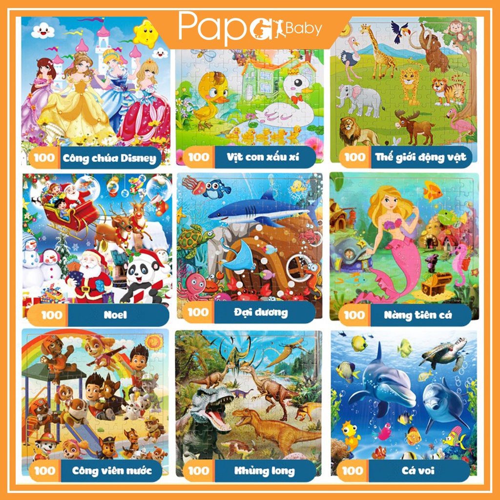 Đồ chơi tranh ghép hình 100 miếng gỗ puzzle - Bộ ghép hình - Đồ chơi xếp hình
