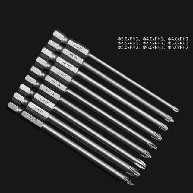 Bộ Vít 4 Cạnh Nhiều Size Dài 10cm(9 cây)