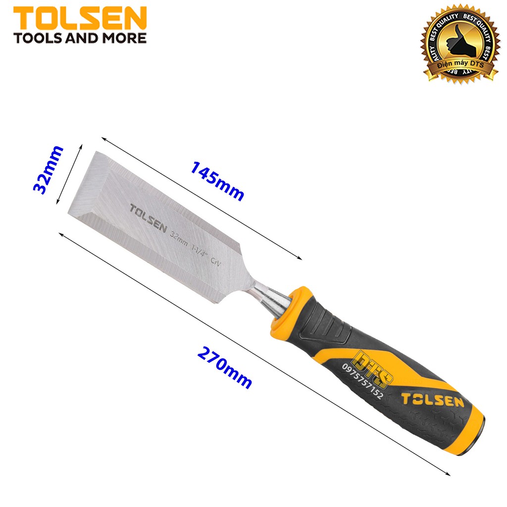 Đục gỗ mũi dẹt cầm tay chuẩn công nghiệp TOLSEN 32mm (1-1/4 inch) - Tiêu chuẩn xuất khẩu Châu Âu