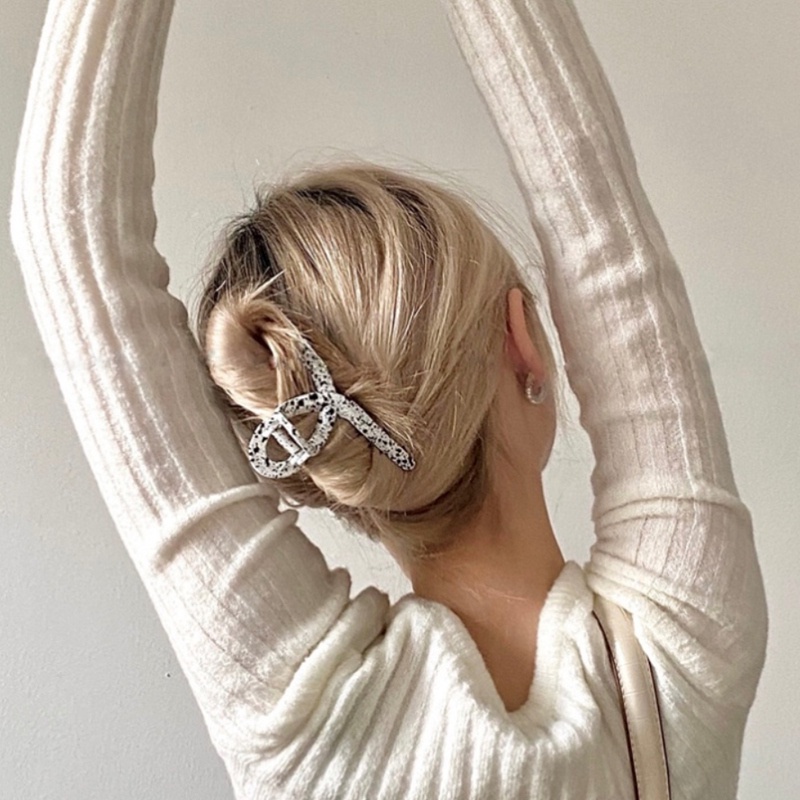 Kẹp Tóc Hình Vuông Họa Tiết Chấm Bi Đen Phong Cách vintage Hàn Quốc Thanh Lịch Dành Cho Nữ