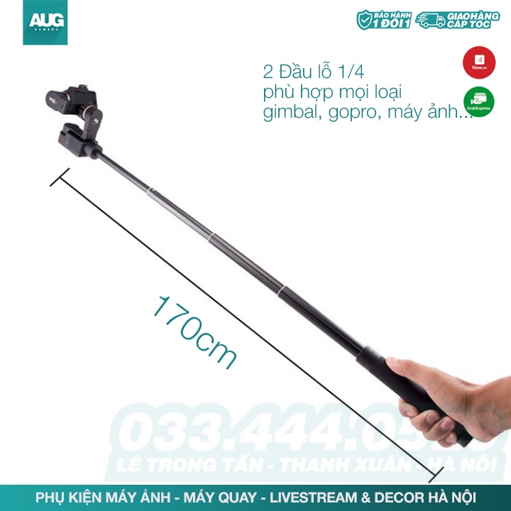 Monopod Tripod gậy kéo dài 75cm -200cm gắn cho Gopro, Gimbal điện thoại - AUG Camera & Decor Hà nội