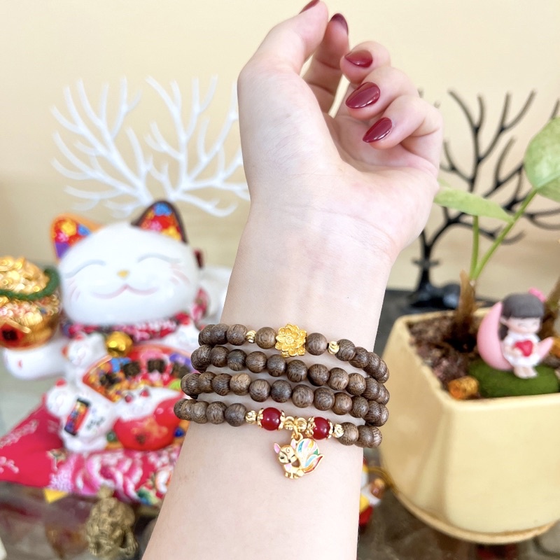 Vòng trầm 108 hạt mix Hồ Ly May mắn đủ 5 Màu cho 5 Mệnh 🥰 Tặng kèm hộp gấm