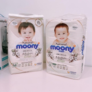 Tã bỉm Moony Natural cho bé từ bông hữu cơ - Dán/Quần NB63/S58/M48/L36