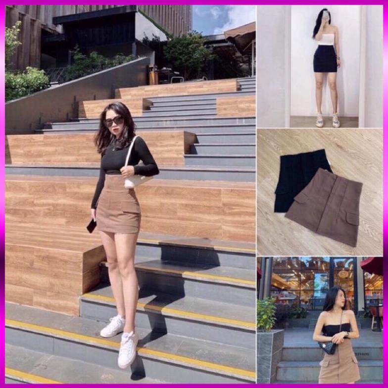 [Xả Kho 3 Ngày] CHÂN VÁY CHỮ A CẠP CAO TÚI SƯỜN