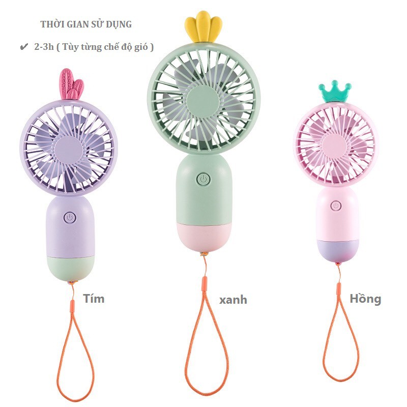 Quạt Tích Điện Handy Fan 300mAh,Quạt Cầm Tay mini Bỏ Túi, Kèm Cáp Sạc Usb Công Suất 4.5W Sủ Dụng 3 Giờ Full Box | BigBuy360 - bigbuy360.vn