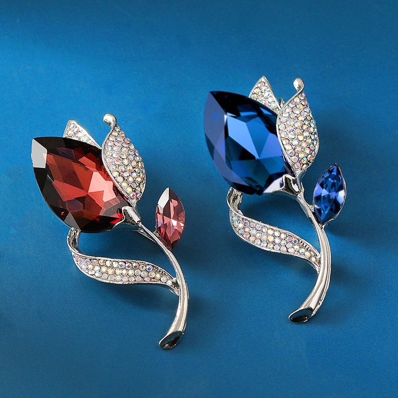 Ghim Cài Áo Hình Hoa Tulip Đính Đá Sang Trọng Cho Nữ