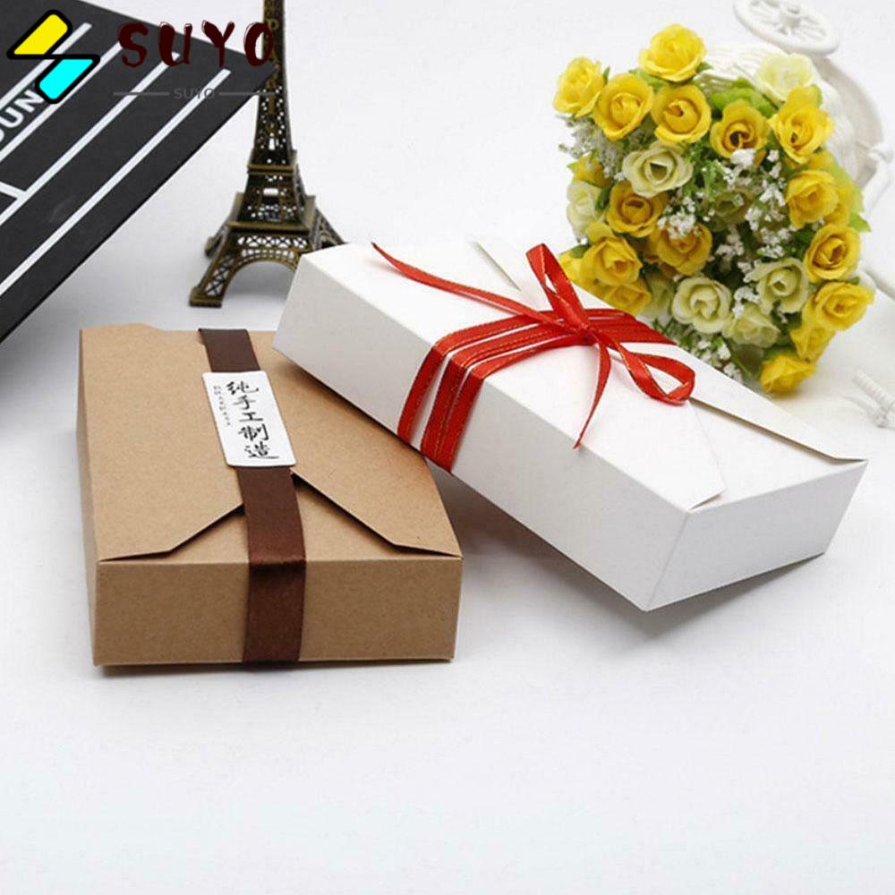 SUYOU 10Pcs Brown &amp; White Envelope Case Gift Packaging Cookie Presents Candies Paper Box
