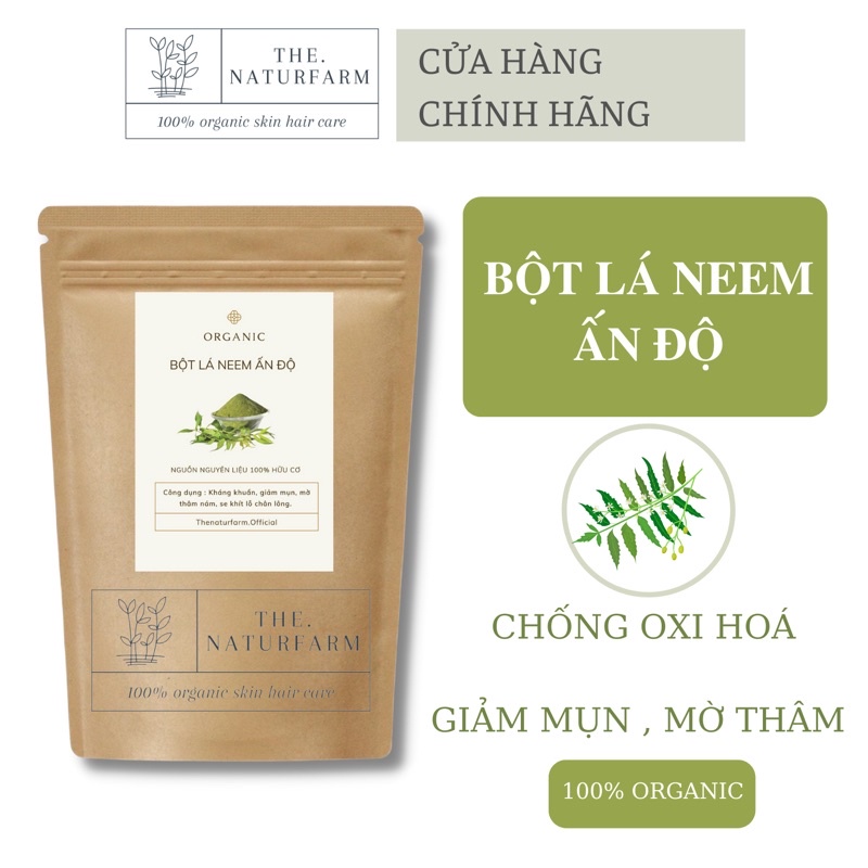 Bột Lá Neem Ấn Độ nguyên chất hữu cơ 100gr - Giảm mụn, mờ thâm sạm, sáng da