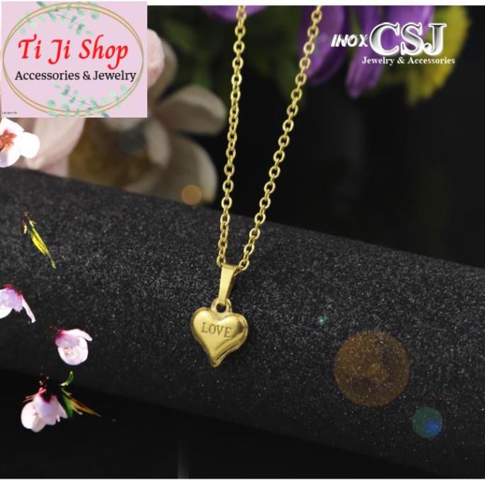 DÂY CHUYỀN INOX TRÁI TIM MẠ VÀNG - siêu đẹp,