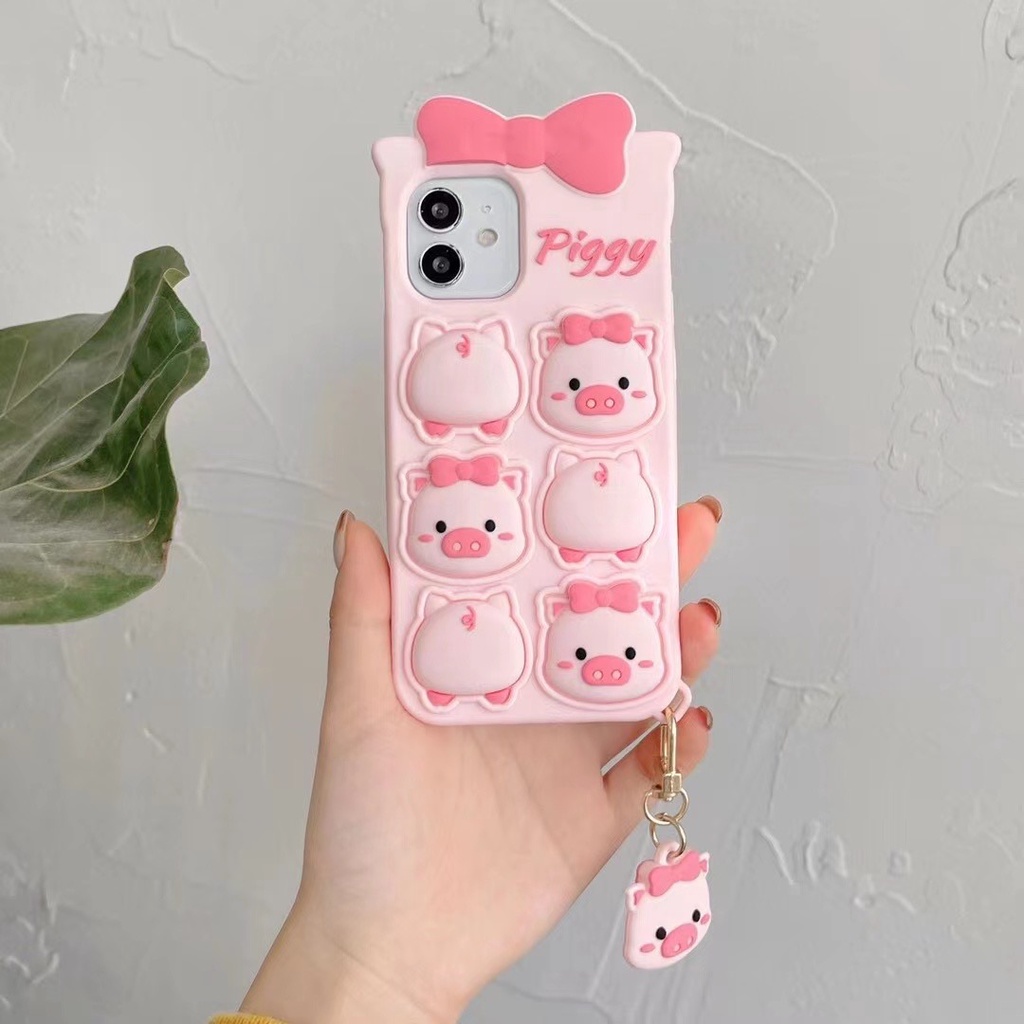 Ốp Điện Thoại Chống Sốc Hình Chú Heo Hồng Cho iPhone 13/12/11 Pro Max/Xr/Xs Max/6/7/8 Plus