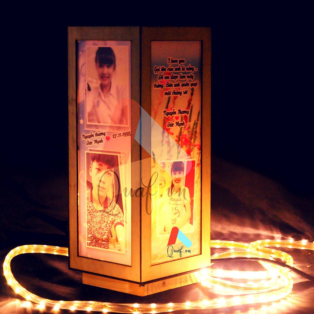 Đèn tranh gỗ chữ nhật