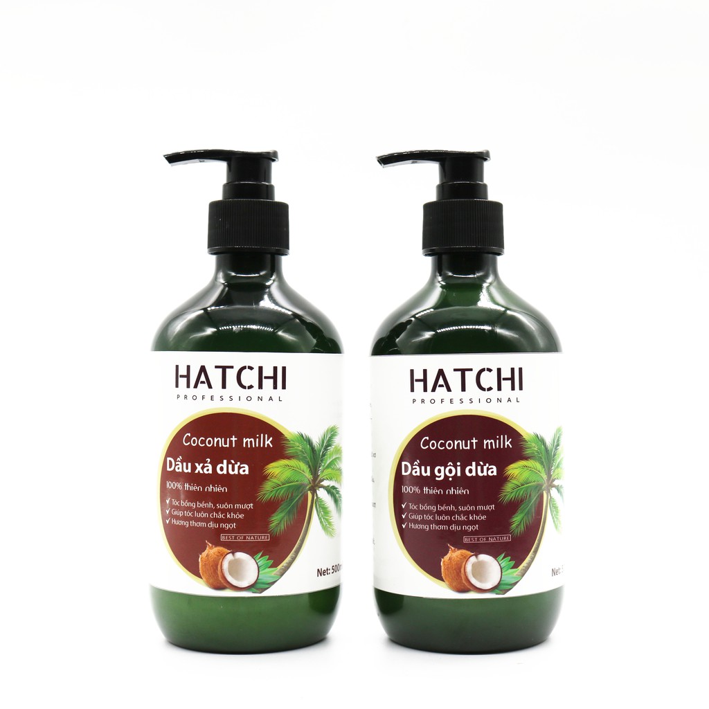 Bộ Dầu Gội-Xả Dừa Hữu Cơ Hatchi Organic 500ml