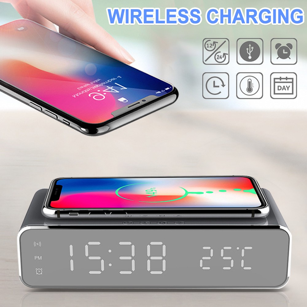 Đế Sạc Nhanh Không Dây Có Đèn Led Cho Iphone X / Xs Max Xr 8 Plus Samsung S8 S9 Note 9