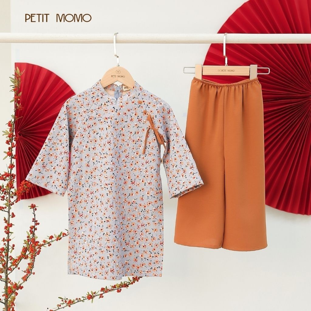 Bộ Áo Dài Tết Hoa Nhí Cho Bé Gái (1-6 tuổi) PETIT MOMO H111