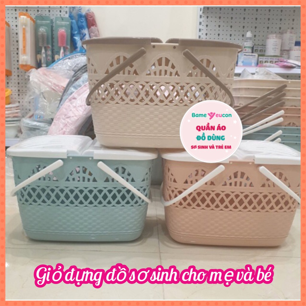 Giỏ đựng đồ sơ sinh - Làn đi sinh cho mẹ và bé mở nắp rộng cỡ lớn siêu đẹp