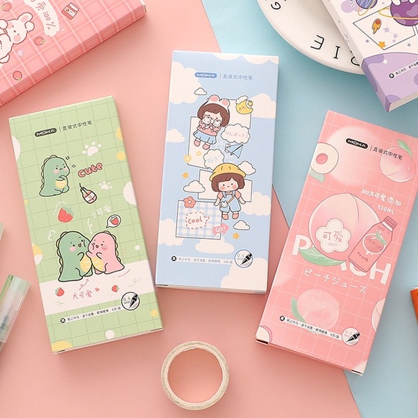 Hộp 6 Bút Gel Hoạt Hình Nhiều Mẫu - Bút Kí Viết Trơn Mực Ra Đều