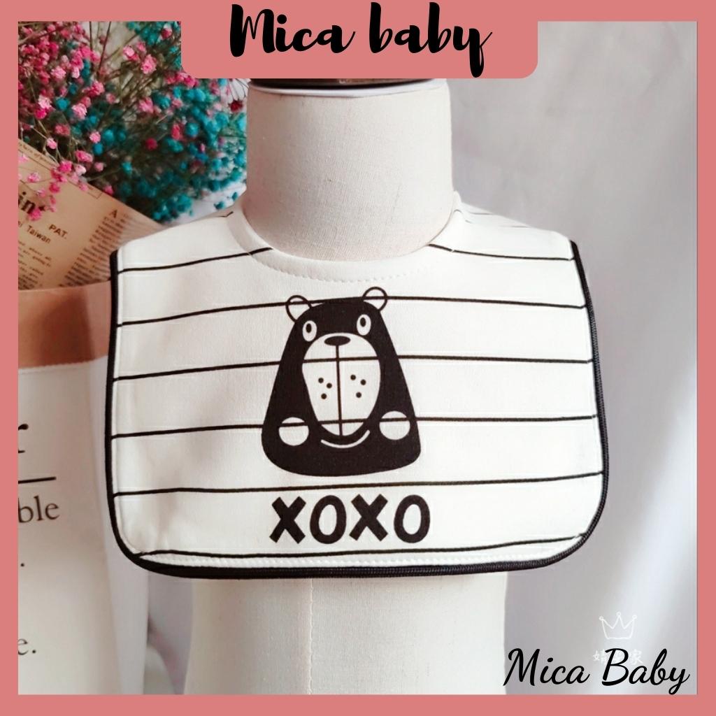 Yếm cổ cho bé ăn dặm in hình thú dáng vuông dáng yêu Mica baby