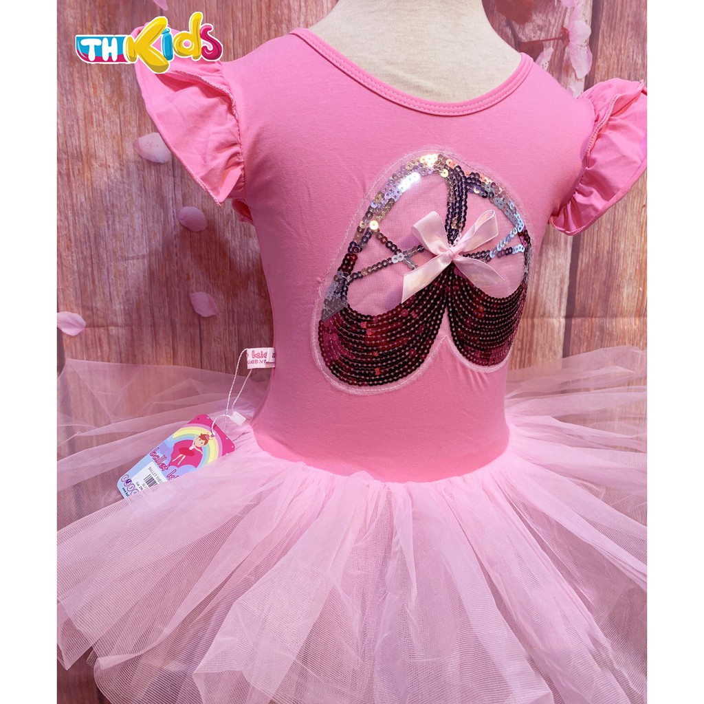 Váy Múa Ballet Trẻ Em Mẫu Thêu Kim Sa Hình Giày Chân Váy Xòe