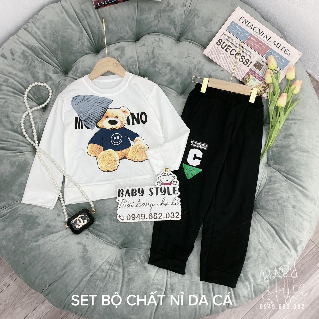 Bộ quần áo thu đông bé trai &quot;MOH|NO&quot; 14-48kg. Bộ dài tay cho bé 4-15 tuổi. Vải da cá dày dặn. G49