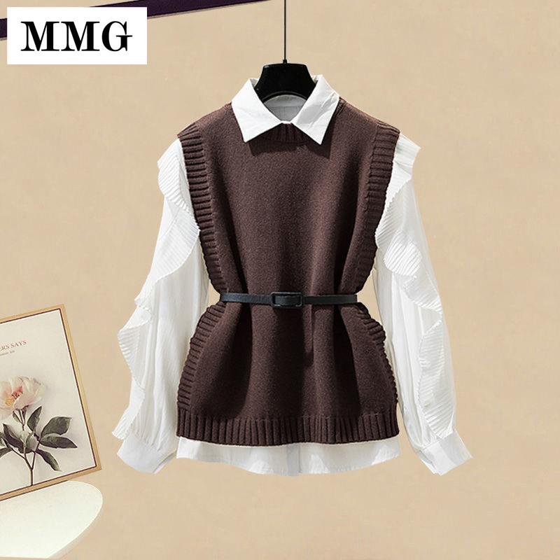 ❍☑℗Plus set áo sơ mi dáng rộng phối chân váy thời trang mùa thu cho nữ 2021 | BigBuy360 - bigbuy360.vn