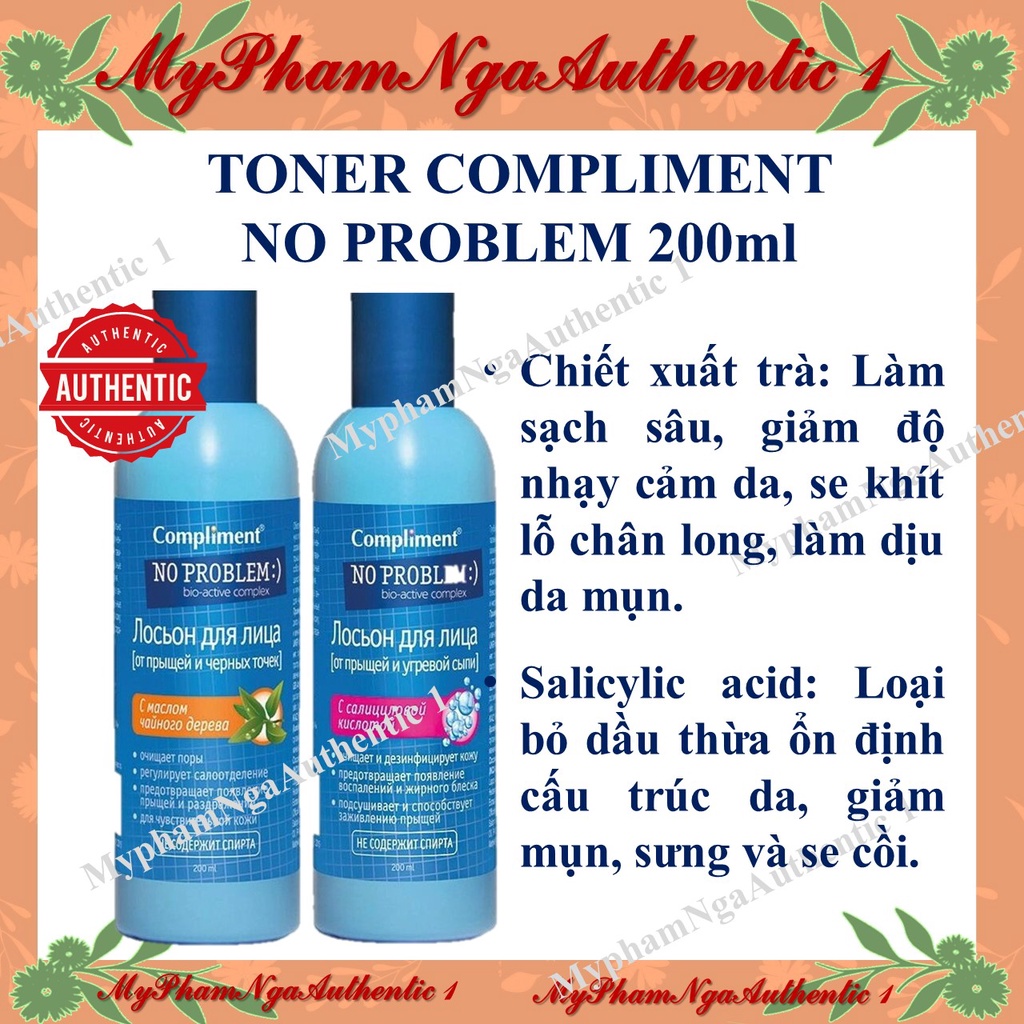 Toner Compliment No Problem làm sạch sâu, kiềm dầu, giảm viêm, giảm mụn