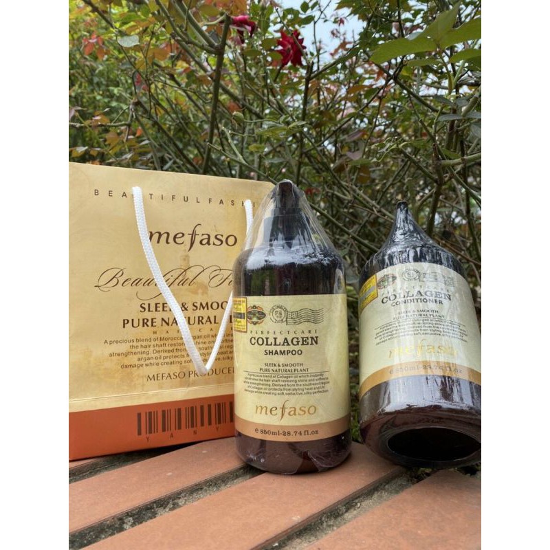 Dầu Gội Xả Collagen Argan Mefaso (Ý) Chai 850 ml 1 Cặp 2 Chai