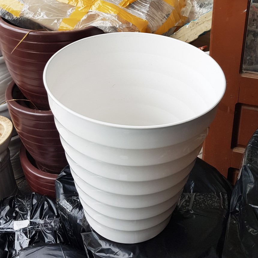 Chậu nhựa trắng vòng tròn đường kính D = 32cm x cao 37cm - Shop Chậu Cảnh