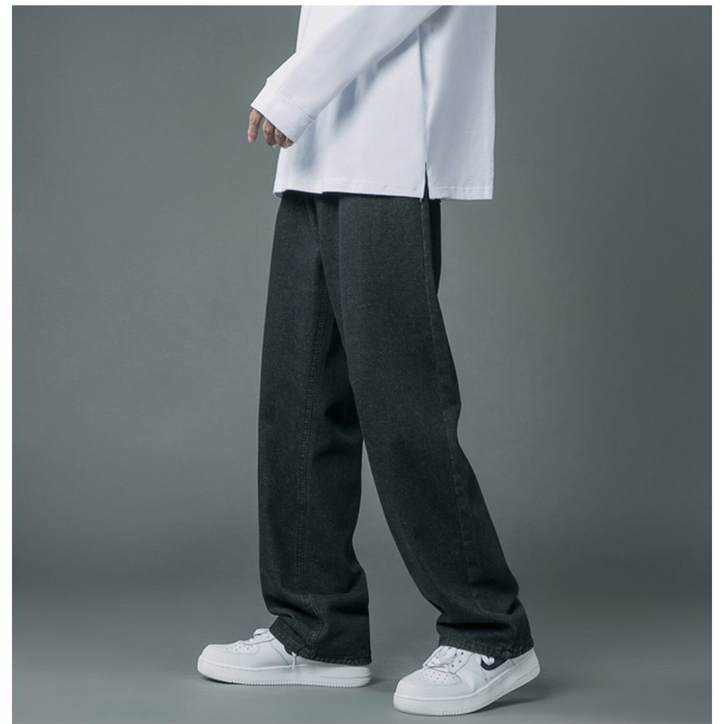 Quần jean nam nữ ống suông ruộng màu đen cực kỳ các tính, chất jeans dày dặn mềm mại tại cảm giác thoải mái khi mặc