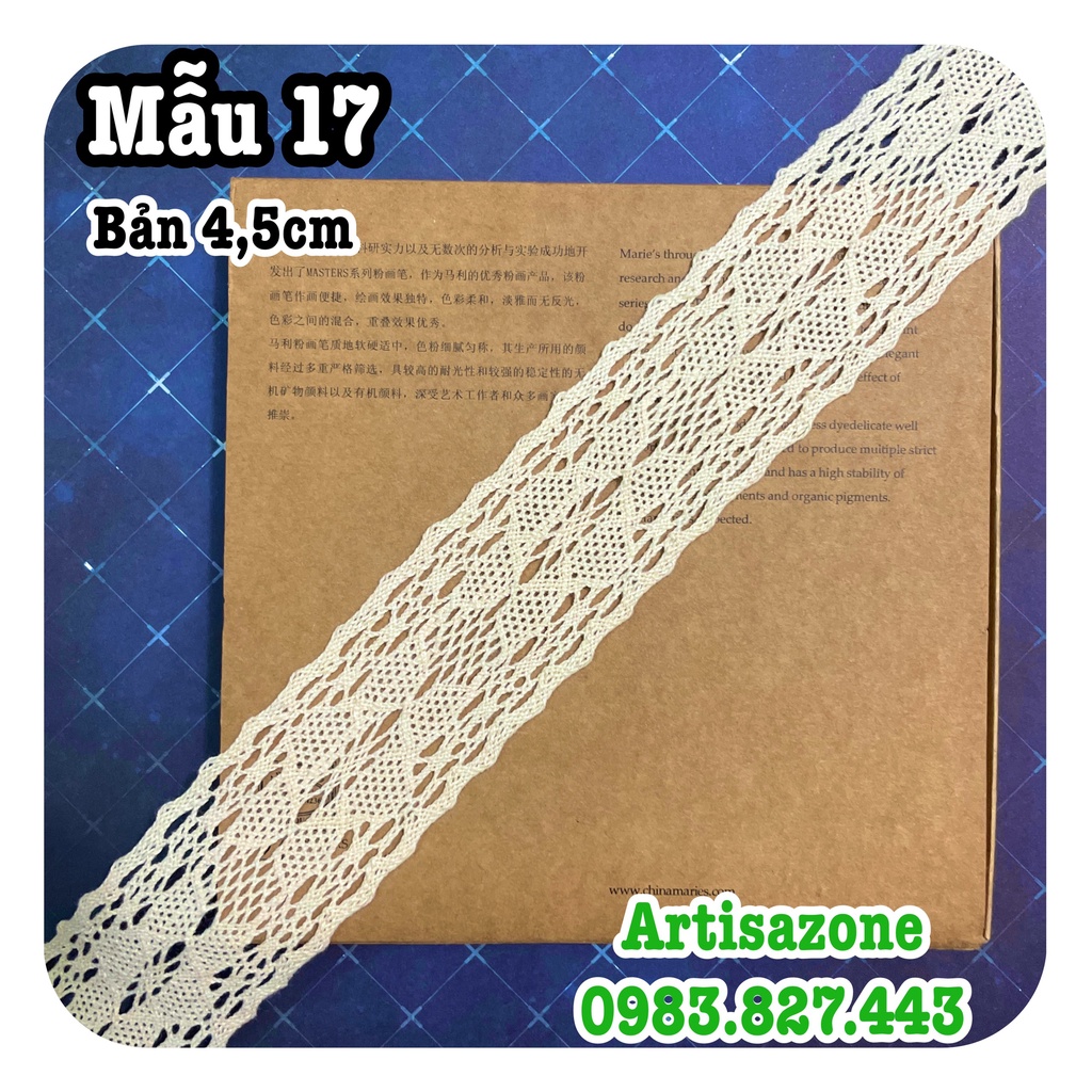 Ruy băng ren cotton size lớn - Bản rộng từ 3,5cm - 5cm, dài 02 mét  - Đọc kỹ mô tả sản phẩm