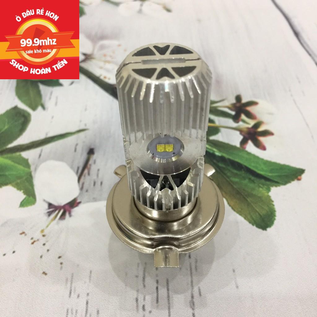 Đèn Pha Led 2 Tim Chân H4 Ánh Sáng Trắng Siêu Sáng