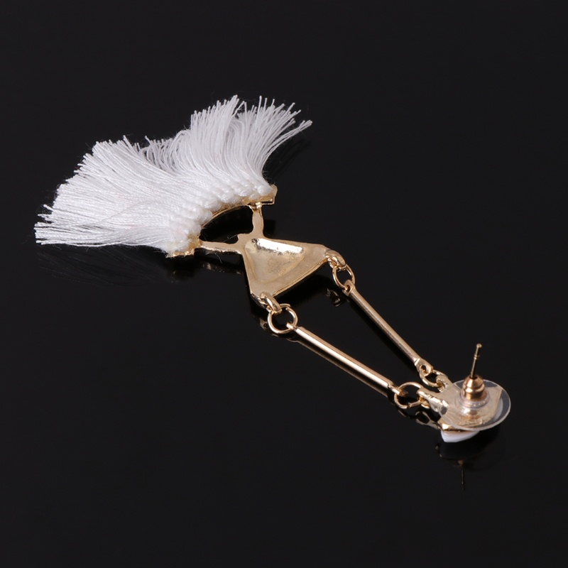 Hoa Tai Dáng Dài Phối Tua Rua Phong Cách Vintage Thời Trang