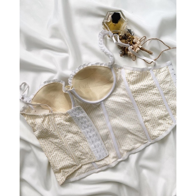 Áo corset sọc vàng trắng 2hand