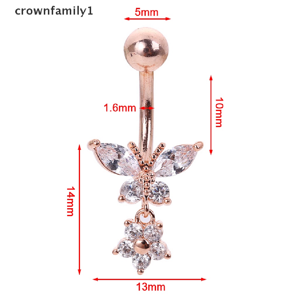 [crownfamily1] Khuyên RốN HìNh BướM ĐíNh Đá Xinh XắN