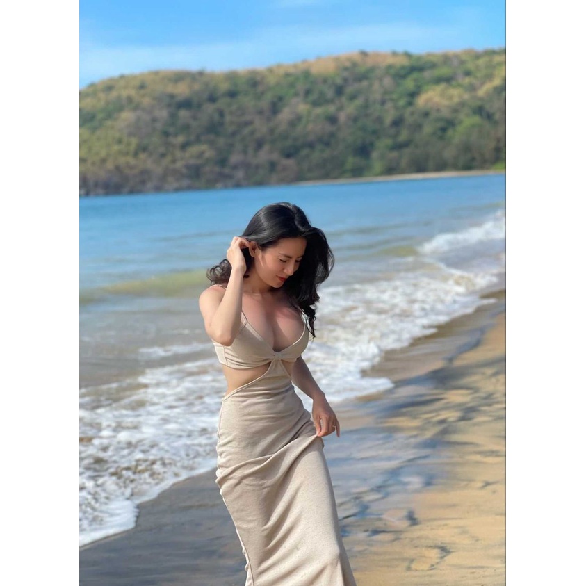 2022 Đầm Karlux Dự Tiệc Mùa Hè Đi Biển Ôm Sexy Nữ Khoét Eo Bó Sát 2 Dây Thiết Kế Sang Chảnh