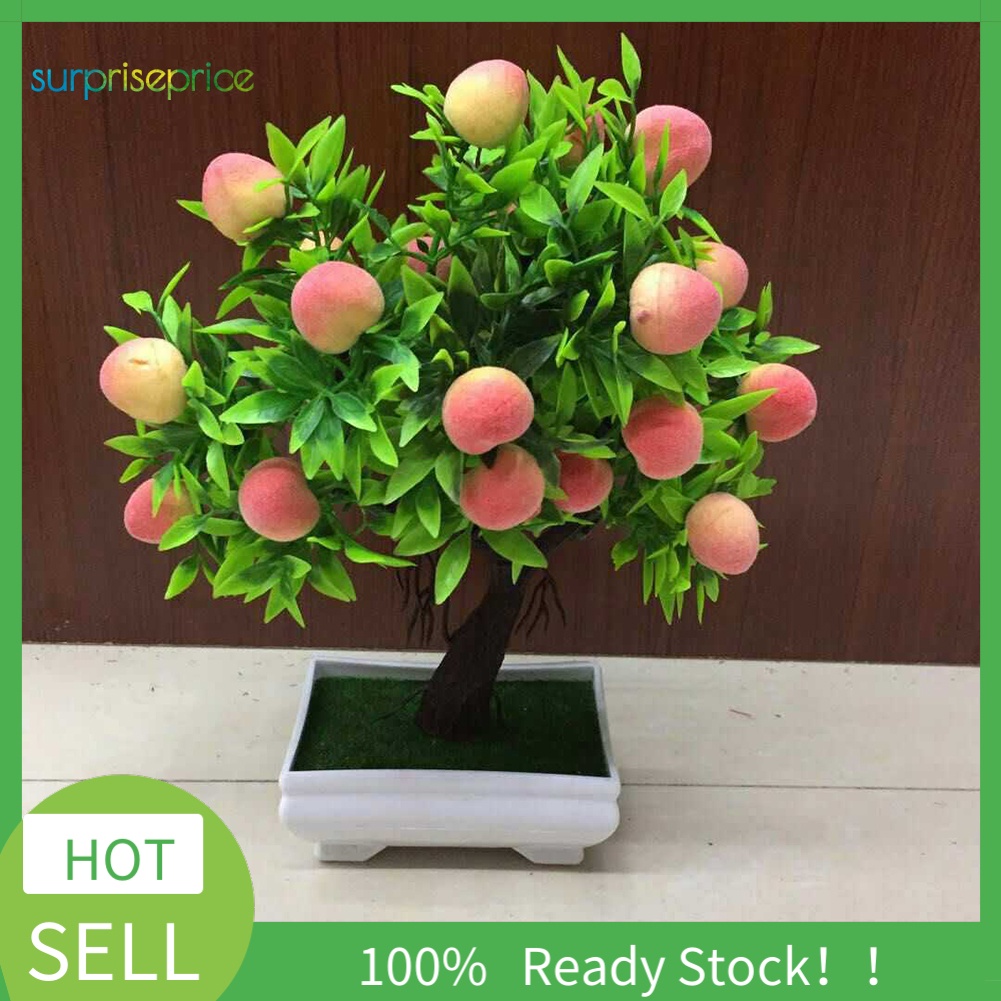 Chậu cây đào giả trang trí bàn/nhà cửa/sân vườn hoa