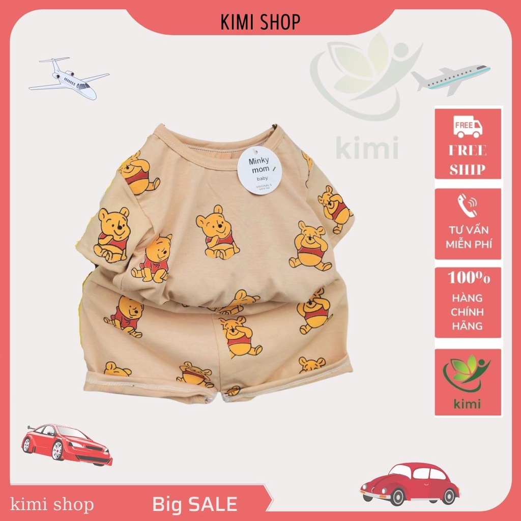 Bộ cộc tay thun lạnh in hình gấu Minky Mom siêu mềm mịn mát cho bé trai gái kimi MIN33