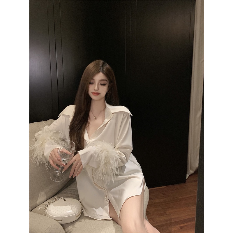 Cocory vn Áo Sơ Mi Tay Dài Màu Trơn Đơn Giản Quyến Rũ Thời Trang Cho Nữ